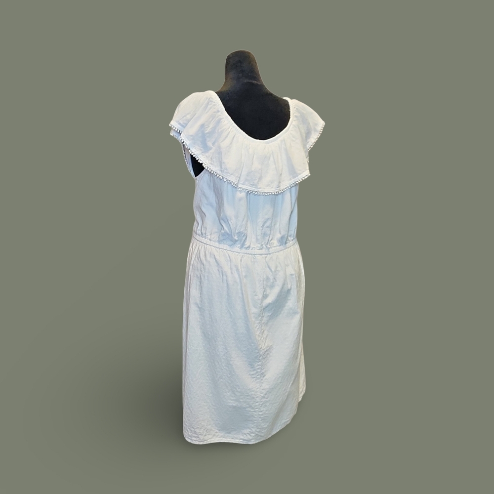 Faded Glory Off-Shoulder Ruffle Knee Length A-Line Dress XXL White Cotton - Picture 9 of 10